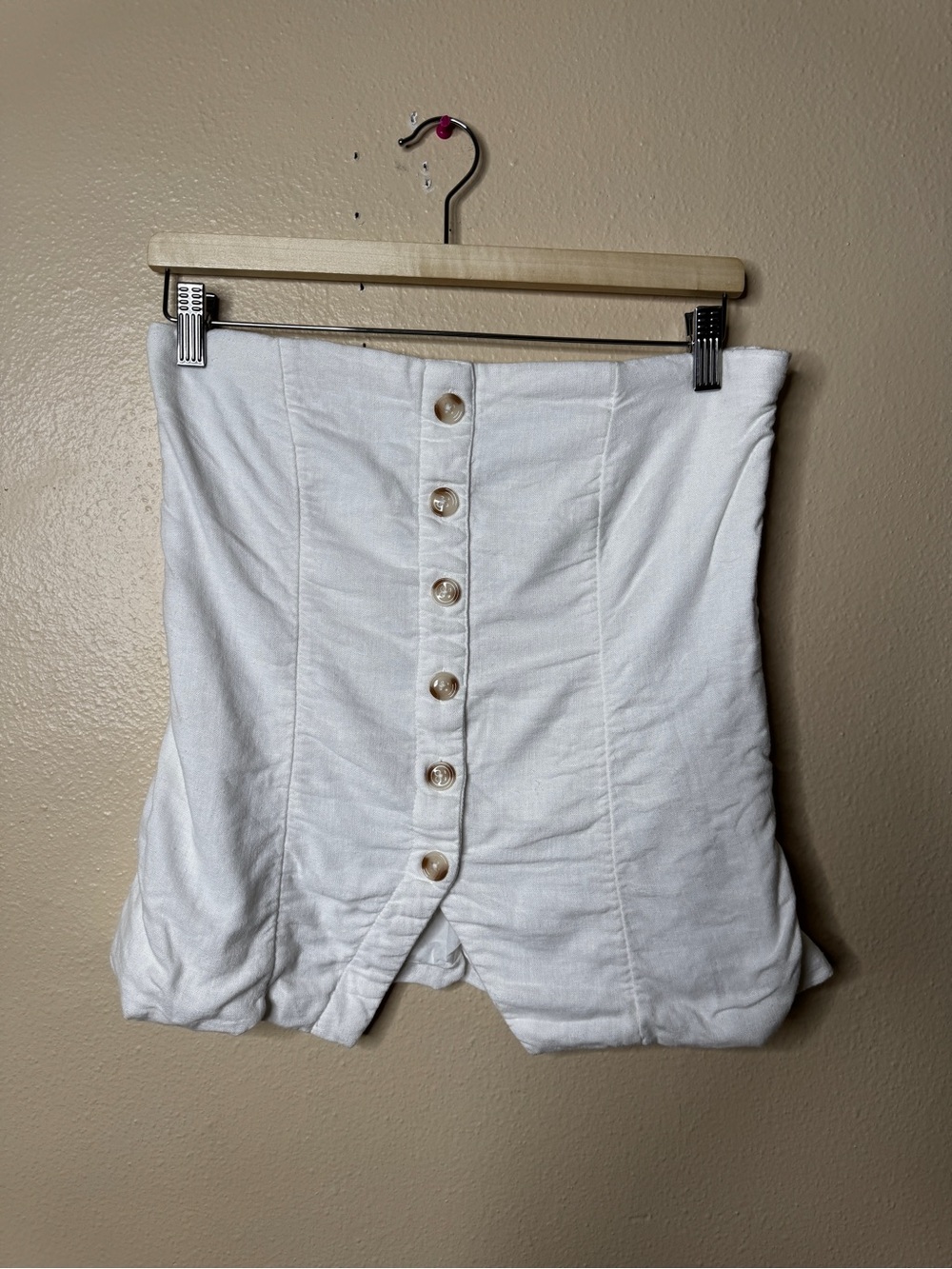 Abercrombie & Fitch Tube Top Women's M White Strapless Button Front Summer